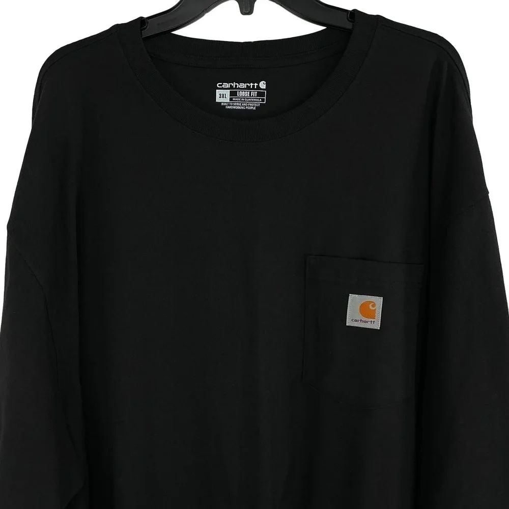 Carhartt Men's 3XL Black Long Sleeve Pocket T-Shirt Loose‎ Fit Heavyweight